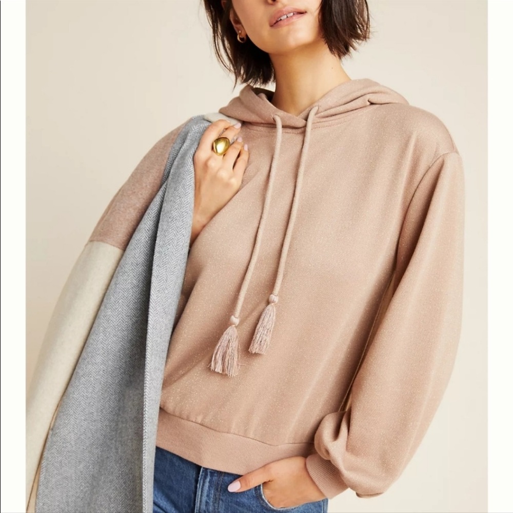 NWT ANTHROPOLOGIE Large gold Foiled Hoodie